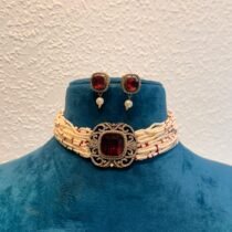 Bespoke ruby with haar choker necklace