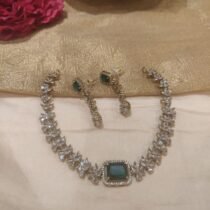 TimelessRadiant Crystal Ad Stone Short Necklace with Green AD Stone