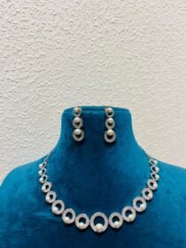 Majestic CZ Round Necklace with White Beads