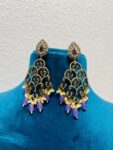 Exquisite Floral Droplet Earrings With Blue white Ad Beads