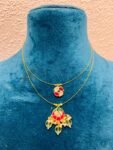 Divine  floral pendant with colorfull pendant with moti necklace