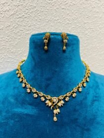 Captivating golden droplets with orchid design golden necklace