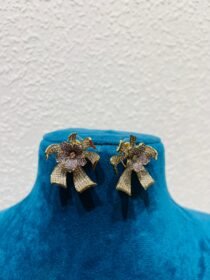 Elegant brown diamond flower earring