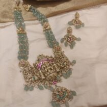 Sophisticated Sought laxmi pendant with green bids  haar