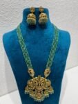 Sought laxmi pendant with green moti haar