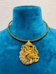 Alluring Glamorous Sparkling golden ganesha bridal  choker necklace