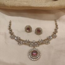 Pinnacle floral veins ad stone with with ruby stone choker necklace