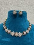 Graceful Bespoke ad stone and floral design brown flower choker necklace