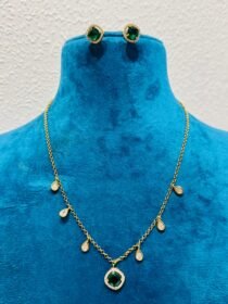 Unique Delicate emerald  with droplet with golden chain