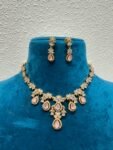 Glamorous Dazzling Sparkling Exquisite floral ad diamonds with pink rose droplet necklace