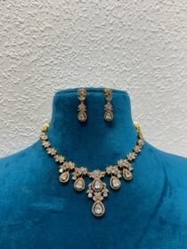 Sparkling Exquisite floral ad diamonds with milk droplet necklace
