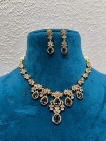 Exquisite floral ad diamonds with purple droplet necklace
