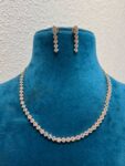 Alluring Glamorous ad diamond leaf design rose gold and silver  necklace