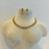 Radiant Sought Crystal AD Floral design with pearls Short Necklace