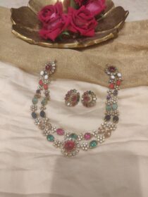 Floral gems stone necklace