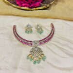 Ruby Emerald  golden bridal choker