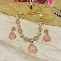 Pink rose gem bridal necklace