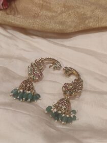 Peacock red green jhumka earring