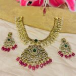Emerald Birds bridal golden necklace