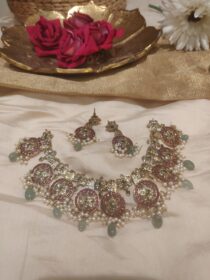 Foral ruby and emerald  bridal choker