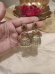 Dove red floral jhumke