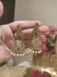 peacock ruby floral jhumke