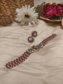 Floral ruby layer bridal choker