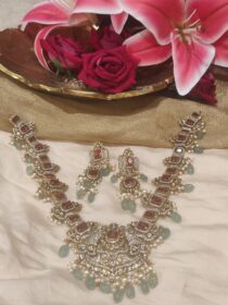 pecock red stone bridal necklce