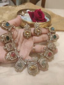 Multi stone floral choker