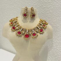 Orchid red kundan bridal choker