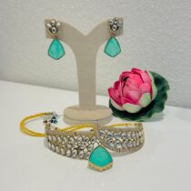 Kundan sky blue bridal choker