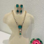 Kundan blue stone long necklace