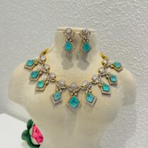 Sky blue kundan bridal choker