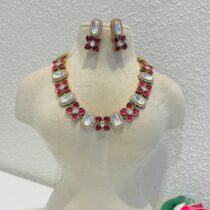 Kundan floral red crystal bridal necklace