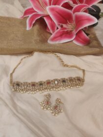 Multi color floral chain necklace