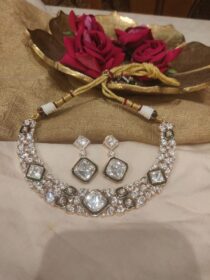 kundan emerald mirror bridal choker