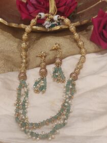 Emerald golden moti bridal necklace
