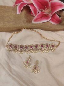 red blood  floral chain necklace
