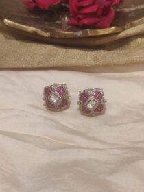 Mystic ruby golden earring