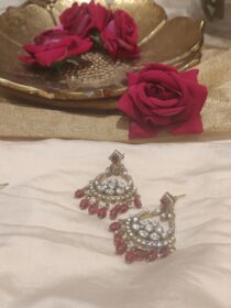 RED kundan golden jhumke
