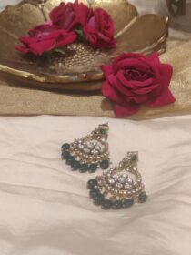Emerald kundan golden jhumke