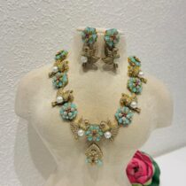 Birds floral blue necklace