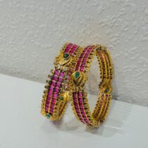 Peacock ruby golden bangles