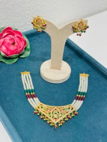 Floral bright multi Moti bridal choker