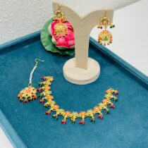 Floral multi pearls golden bridal choker