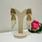 Blue half moon pearls jhumke