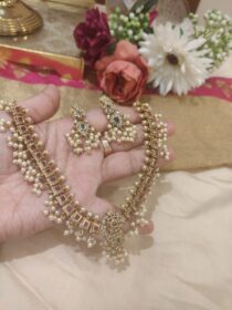 Blocks ruby bridal golden necklace