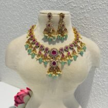 Designer Ruby with Pearls and beads Necklace