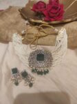 Opulent Handcrafted multilayer Green Stone Choker