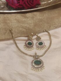 Opulent Green AD Stone Chain Necklace